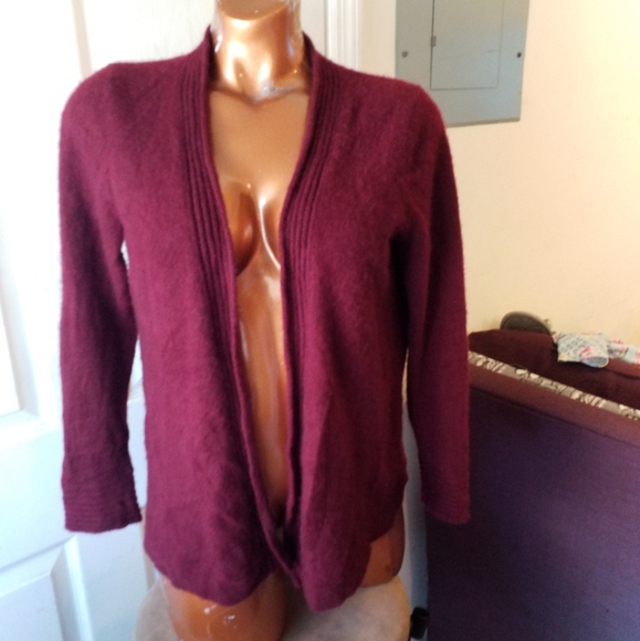 Charter Club 100% Cashmere burgundy Open front Cardigan S - Picture 1 of 11